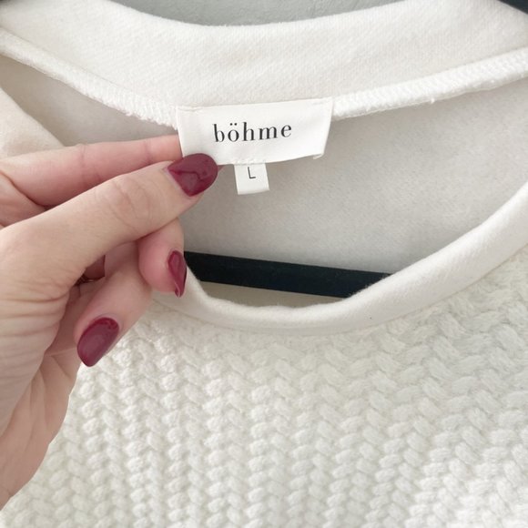 Bohme Sweater Large Cream Sweatshirt Crew Neck Lounge - Picture 2 of 4